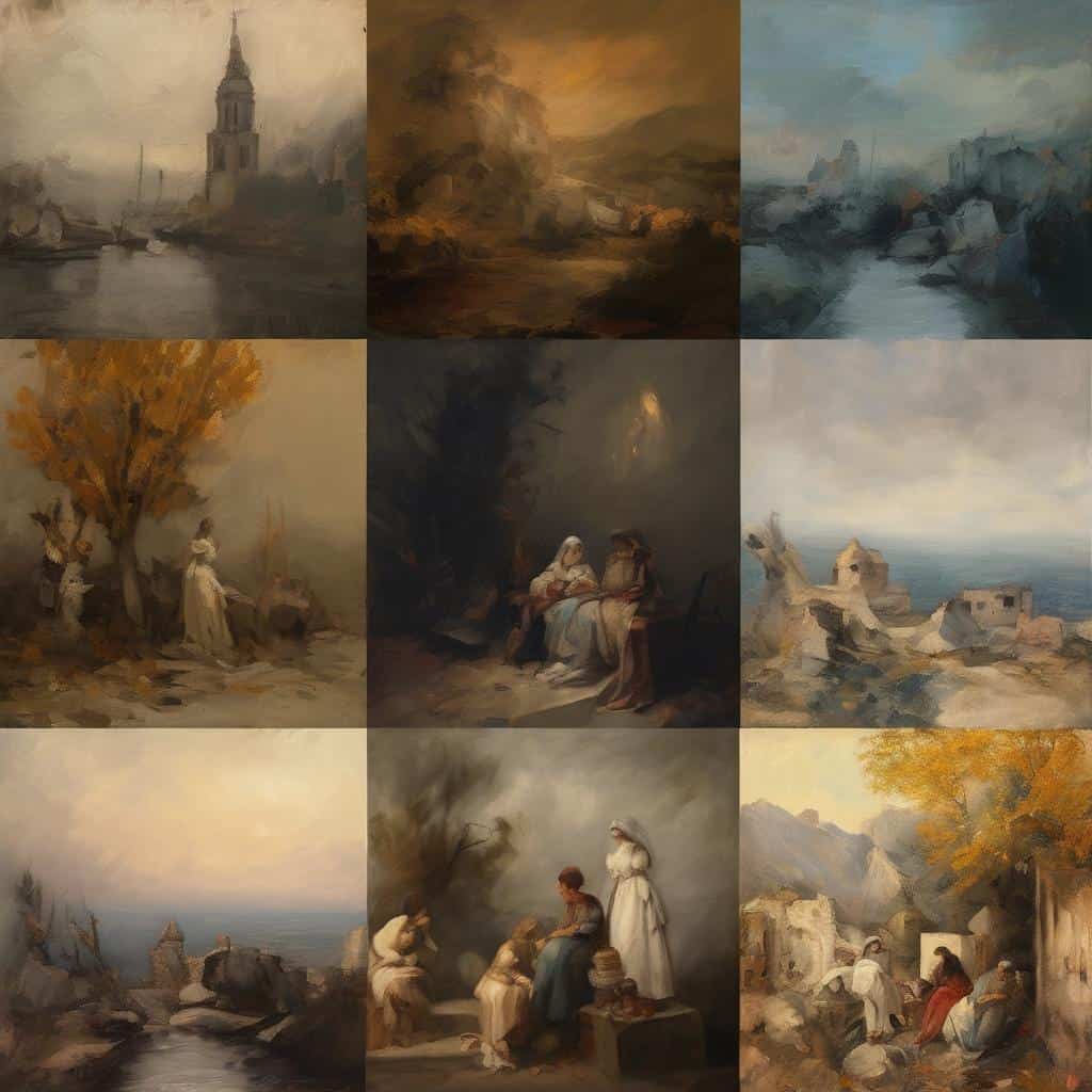 Παραδοσιακή τέχνη και τοπία, σύγχρονες τάσεις στην τέχνη, ζωγραφική στην Ελλάδα, ιστορικές σκηνές και τοπία.